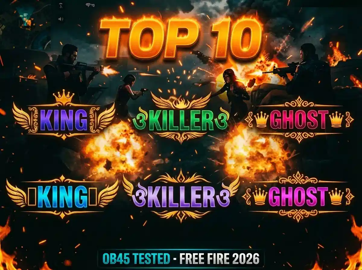 free fire top 10 names 2026 FF ID name best stylish