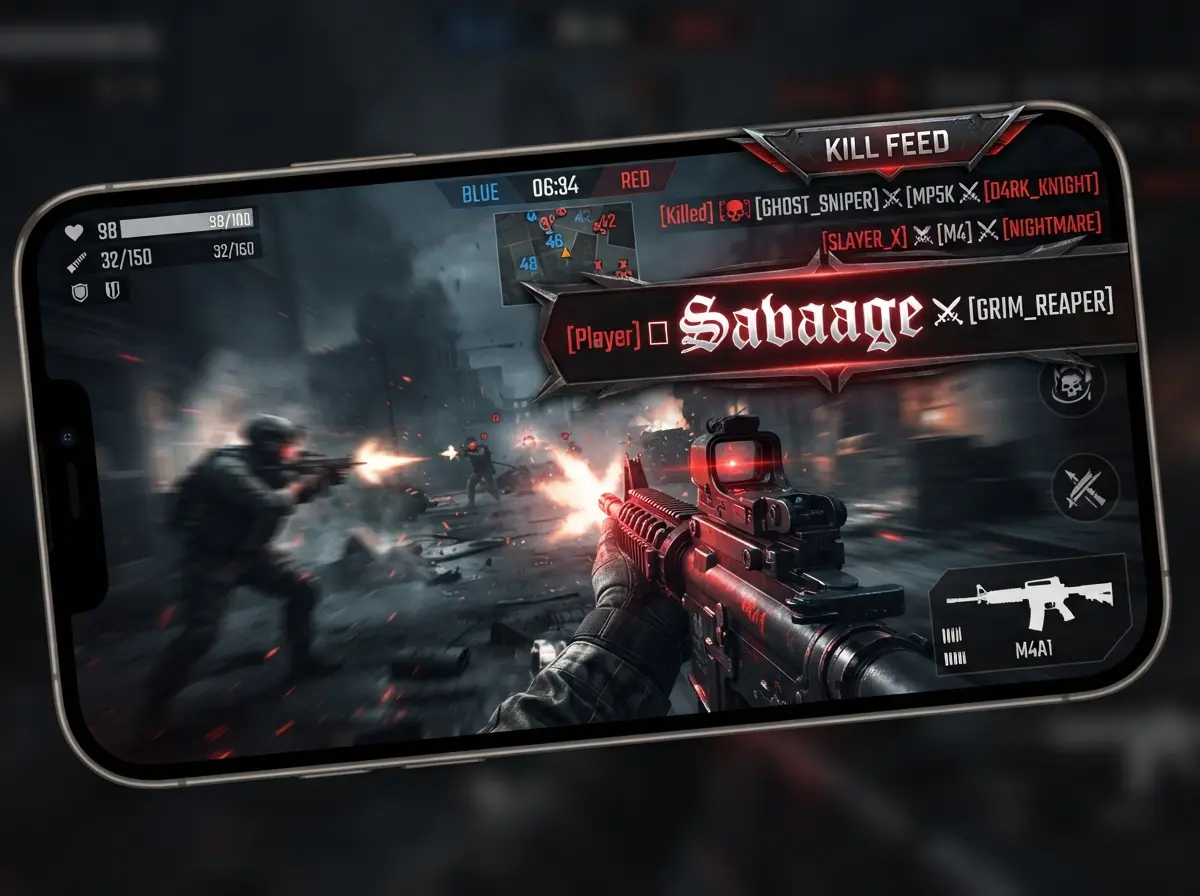 PUBG attitude style username with Gothic Unicode font displayed in kill feed 2026