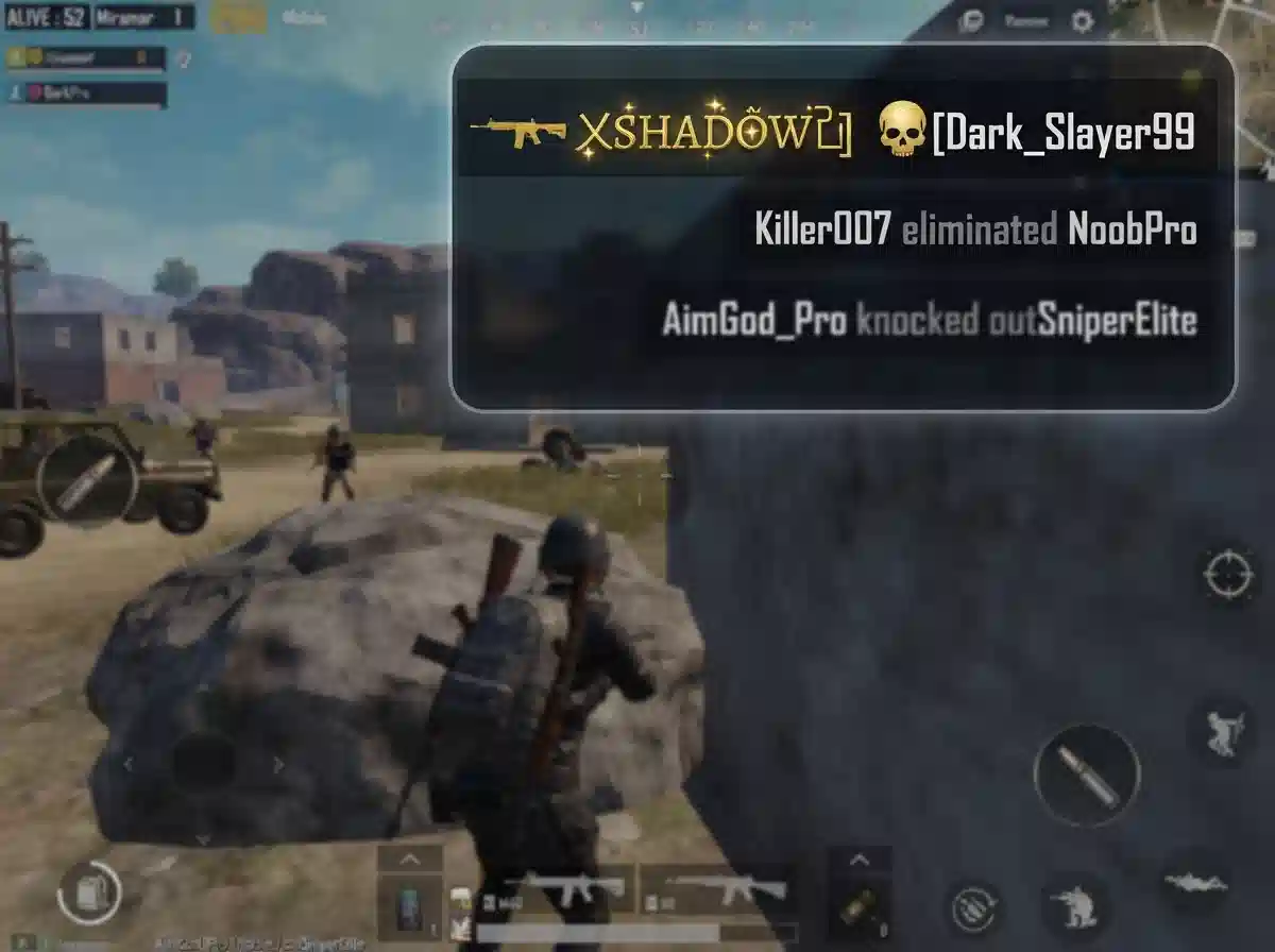PUBG Mobile username with bracket frame Unicode symbols displayed in kill feed 2026